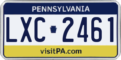 PA license plate LXC2461