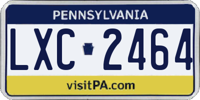 PA license plate LXC2464
