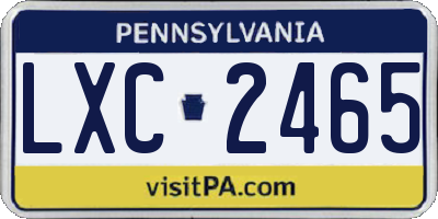 PA license plate LXC2465