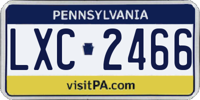 PA license plate LXC2466