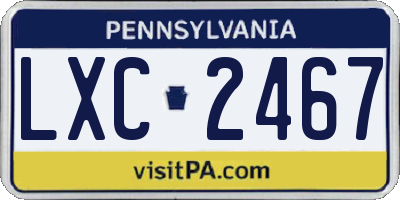 PA license plate LXC2467