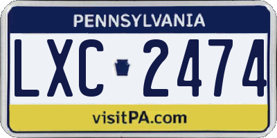 PA license plate LXC2474