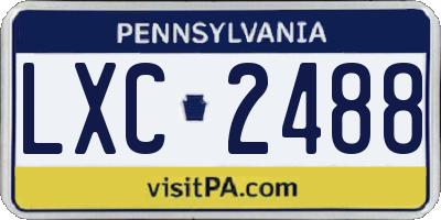 PA license plate LXC2488