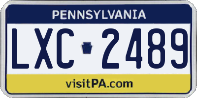 PA license plate LXC2489
