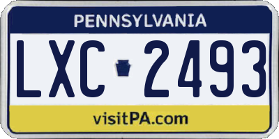 PA license plate LXC2493