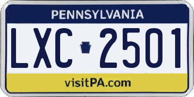 PA license plate LXC2501