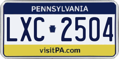 PA license plate LXC2504