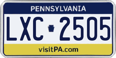 PA license plate LXC2505