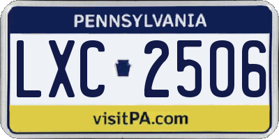 PA license plate LXC2506