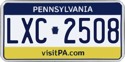 PA license plate LXC2508