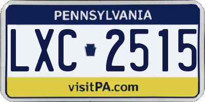PA license plate LXC2515