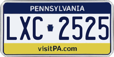 PA license plate LXC2525