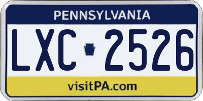 PA license plate LXC2526