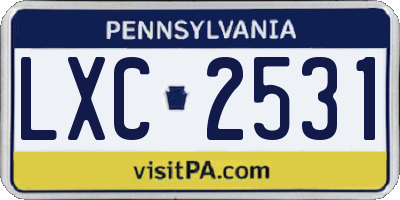PA license plate LXC2531