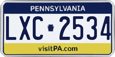PA license plate LXC2534
