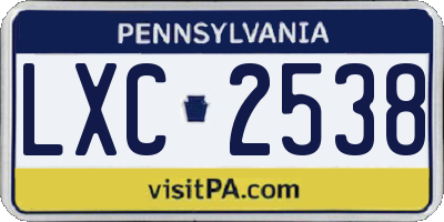 PA license plate LXC2538