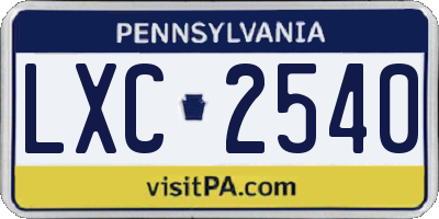 PA license plate LXC2540