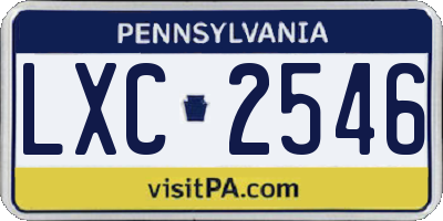 PA license plate LXC2546