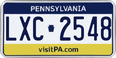 PA license plate LXC2548