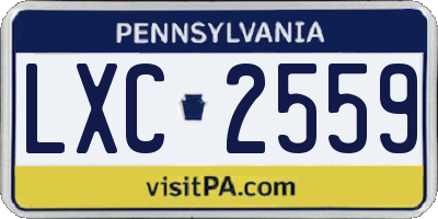 PA license plate LXC2559