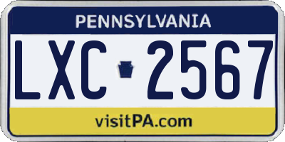 PA license plate LXC2567