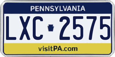 PA license plate LXC2575