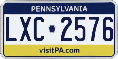 PA license plate LXC2576