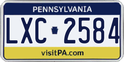 PA license plate LXC2584