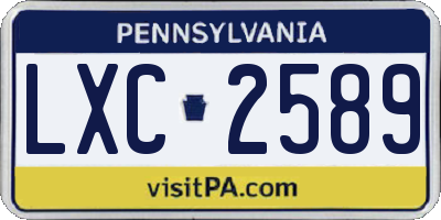 PA license plate LXC2589