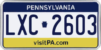 PA license plate LXC2603