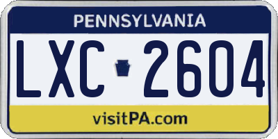 PA license plate LXC2604