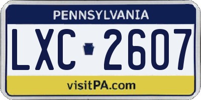 PA license plate LXC2607