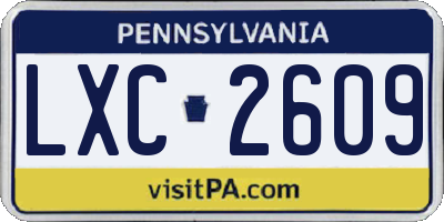 PA license plate LXC2609
