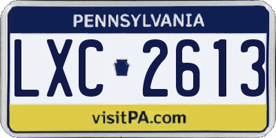 PA license plate LXC2613