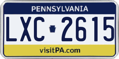 PA license plate LXC2615