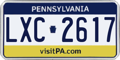 PA license plate LXC2617