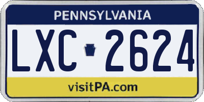 PA license plate LXC2624