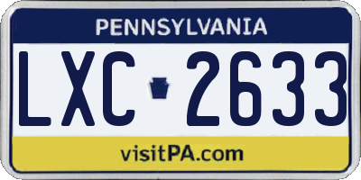 PA license plate LXC2633