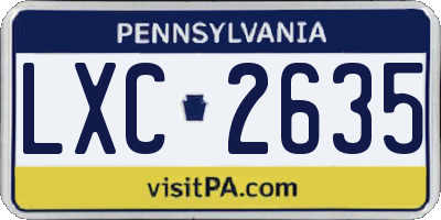 PA license plate LXC2635