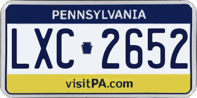 PA license plate LXC2652