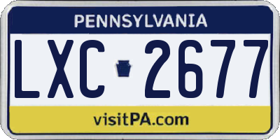PA license plate LXC2677