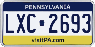 PA license plate LXC2693
