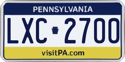 PA license plate LXC2700