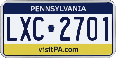 PA license plate LXC2701