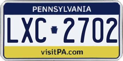 PA license plate LXC2702