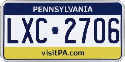PA license plate LXC2706