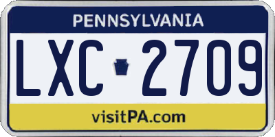 PA license plate LXC2709