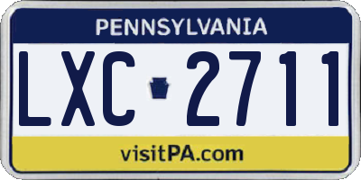 PA license plate LXC2711
