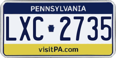 PA license plate LXC2735
