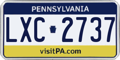 PA license plate LXC2737